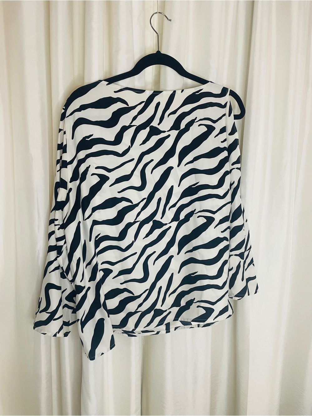 Neiman Marcus Black and White Zebra-Print Blouse